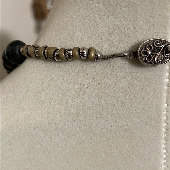 Artisan Black and Silver Statement Necklace - Picture 9 of 10
